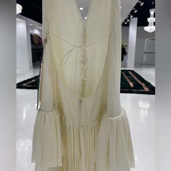 KHAITE Maryam Open-back Ruffled Pleated Silk Crepe de Chine Maxi Dress - Picture 2 of 12